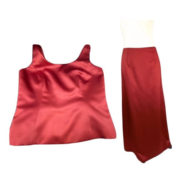 Formal Maxi Skirt & Top Nicole Miller Red Sz 6 Style AP0180  Vintage Made In USA - Picture 3 of 10